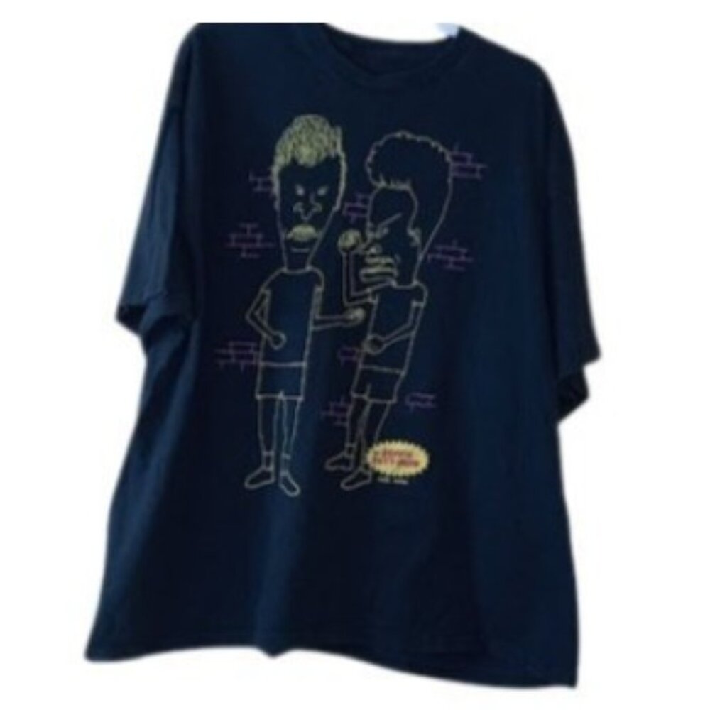 2012 Mike Judge Line Art  Mens Beavis & Butthead Graphic T-Shirt Tee Black 3X